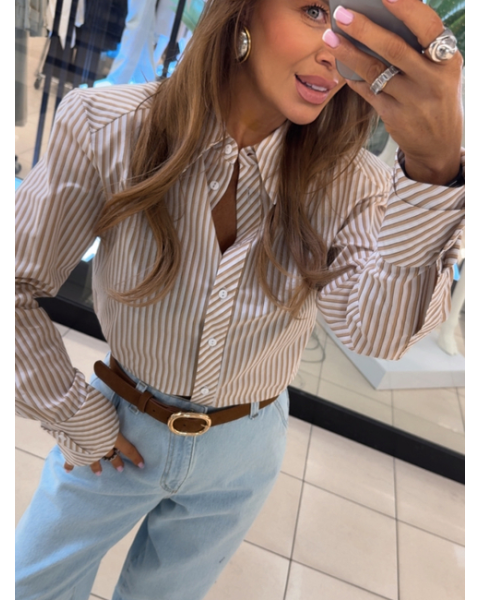 Boss marškiniai dryžuoti Beige