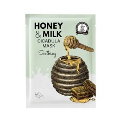 BOM Honey & Milk Cicadula Mask - raminanti odą lakštinė veido kaukė, 1 vnt.