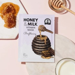 BOM Honey & Milk Vitamin Mask - skaistinanti odą lakštinė veido kaukė, 1 vnt