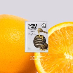 BOM Honey & Milk Vitamin Mask - skaistinanti odą lakštinė veido kaukė, 1 vnt