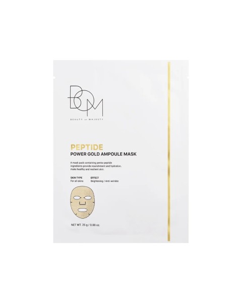 BOM Peptide Power Gold Ampoule Mask - lakštinių veido kaukių dėžutė, 5 vnt