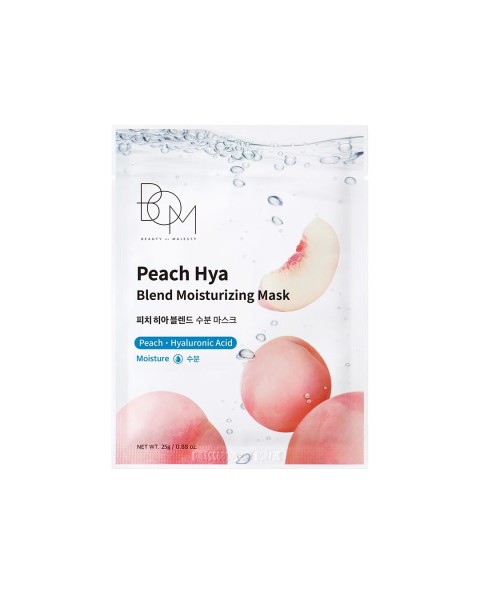 BOM Peach Hya Blend Moisturizing Mask - drėkinanti odą lakštinė veido kaukė, 1 vnt