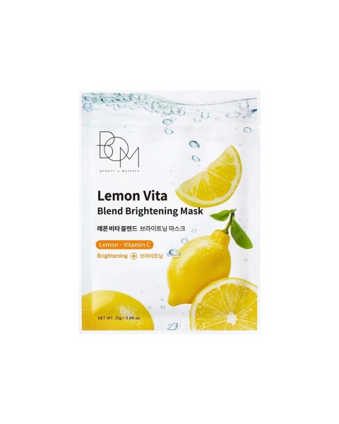 BOM Lemon Vita Blend Brightening Mask - skaistinanti odą lakštinė veido kaukė, 1 vnt
