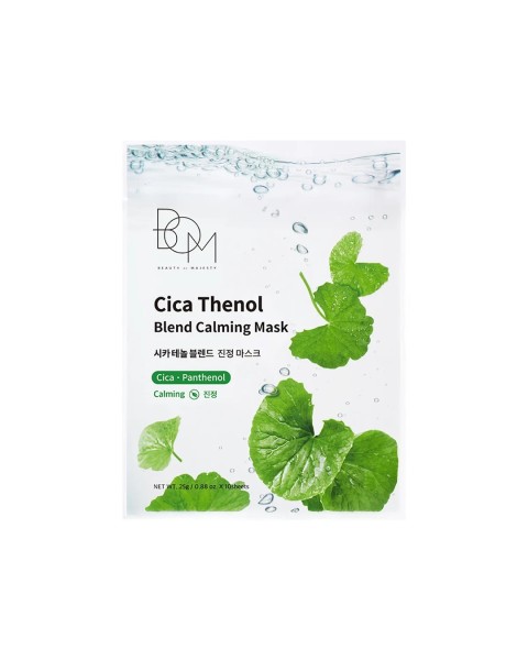 BOM Cica Thenol Blend Calming Mask - raminanti odą lakštinė veido kaukė, 1 vnt
