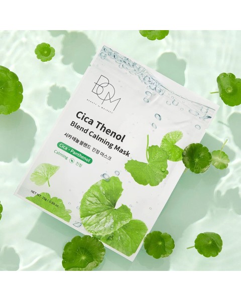 BOM Cica Thenol Blend Calming Mask - raminanti odą lakštinė veido kaukė, 1 vnt