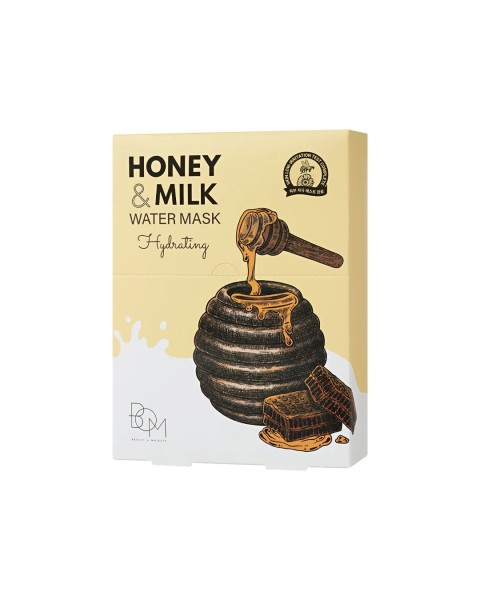 BOM Honey & Milk Water Mask - Drėkinančios odą lakštinės veido kaukės, 10 vnt.