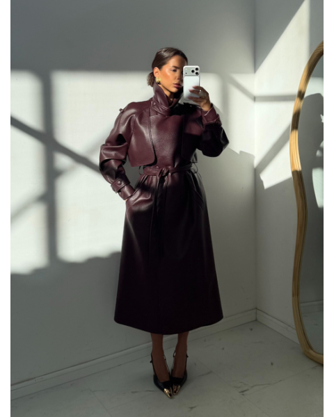 VERONA ILGAS TRENCH TAMSI SLYVINĖ (PLUM)