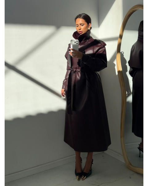 VERONA ILGAS TRENCH TAMSI SLYVINĖ (PLUM)