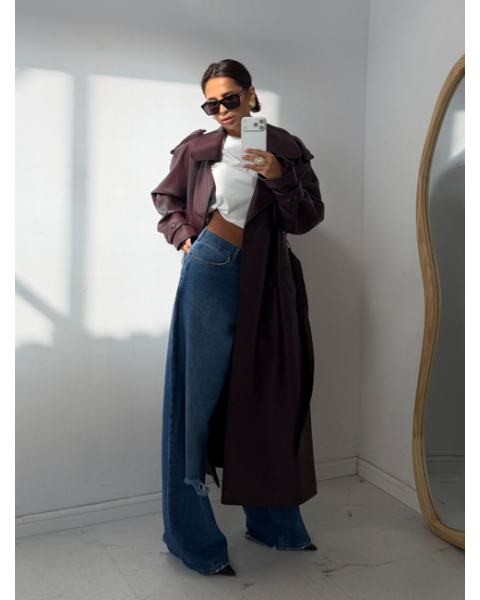 VERONA ILGAS TRENCH TAMSI SLYVINĖ (PLUM)