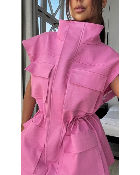 Denim striukė liemenė Pink