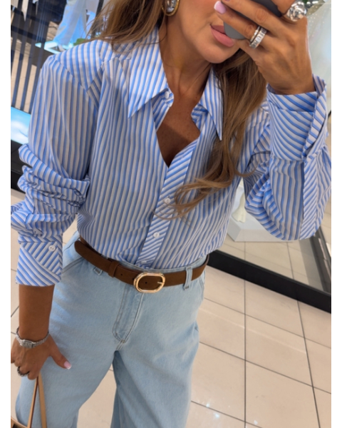 Boss marškiniai dryžuoti light Blue-white